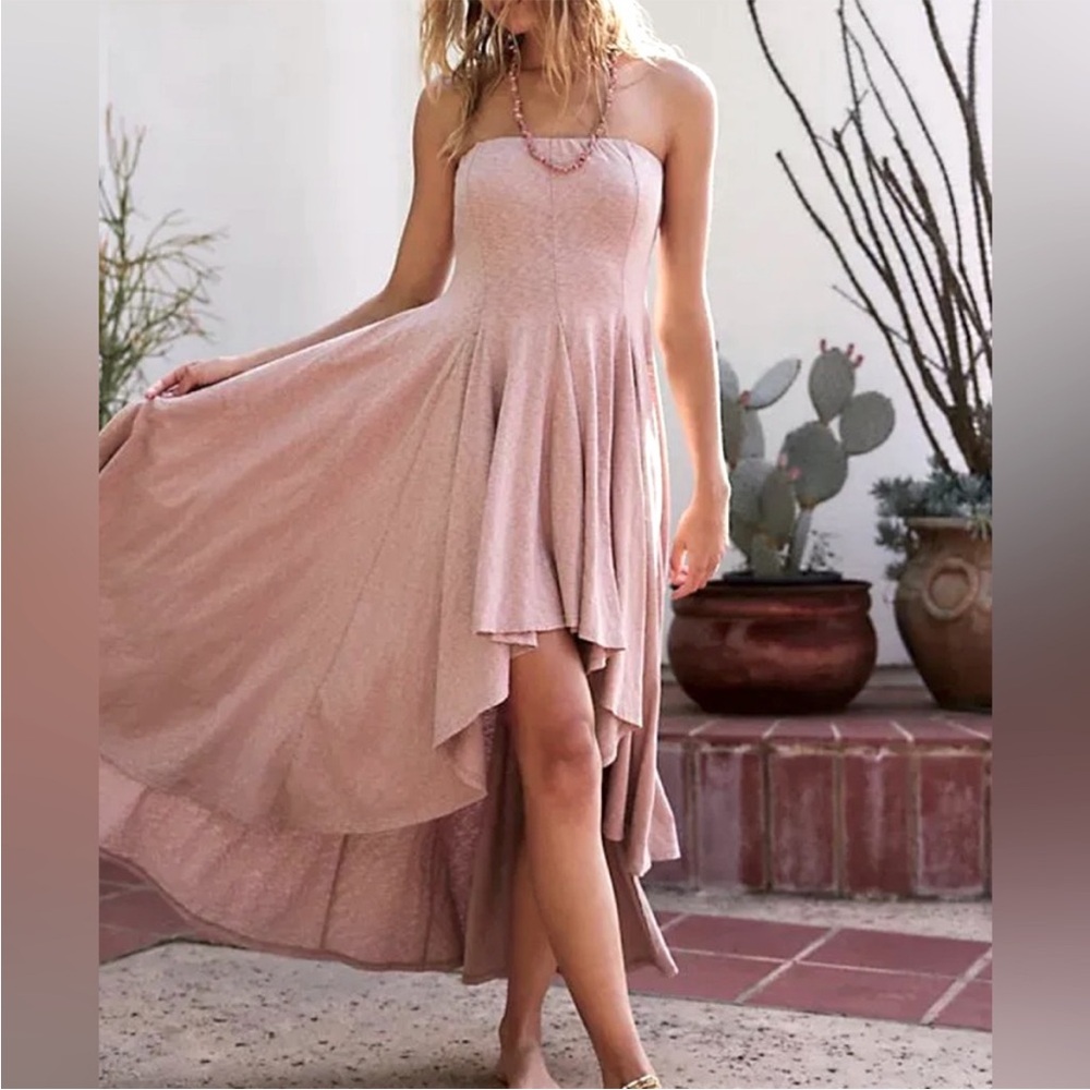 Free people beach Strapless high low dress